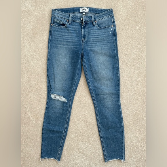 PAIGE - Verdugo Ripped Raw Hem Skinny Ankle Jeans (Jules) - Picture 1 of 7